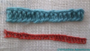 Elizabethan Twisted Braid Stitch in  Pearl Cotton and Silk