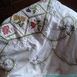 Tablecloth stitched by Elizabeth Emmens-Wilson