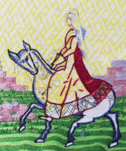 Starting to put the mid and light blues on Aethelflaed's horse.