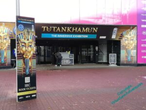 The entrance to the Exhibition building