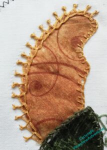 Crested chain stitch on the wings