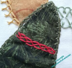 Mountmellick chain edges, closed feather stitch to edge the cape