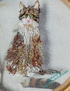 The early stages of the embroidery of Smith, showing the tail at last blocked in.