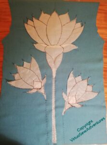 Final design layout: one open flower and two half open