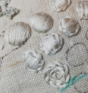 Padded satin stitch grapes - padded once sith chain and then with satin stitch