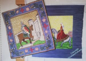 I've set the embroidery of William Marshall over the Aethelflaed Embroidery, showing how much more I have to do on her border.
